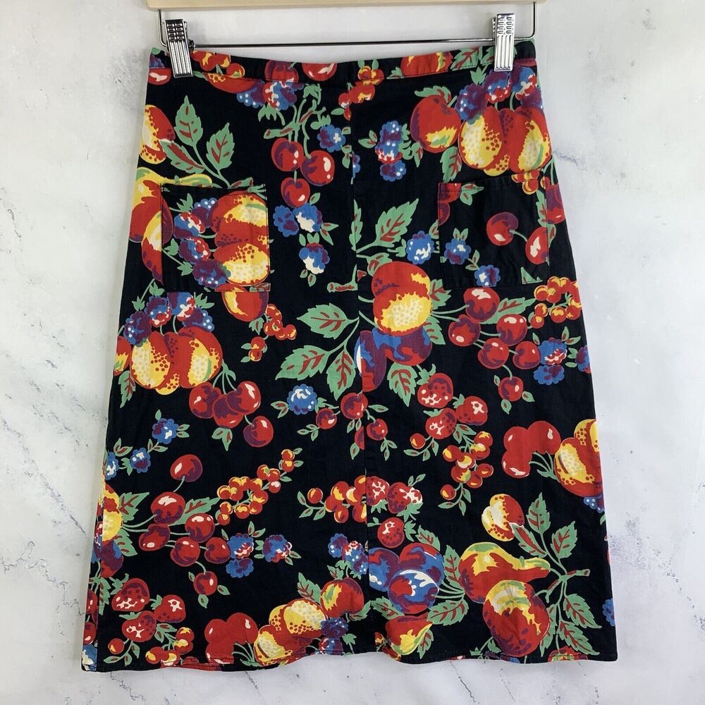 EC Star Aline skirt sz M Womans Fruit Themed Black Skirt USA Made Novelty